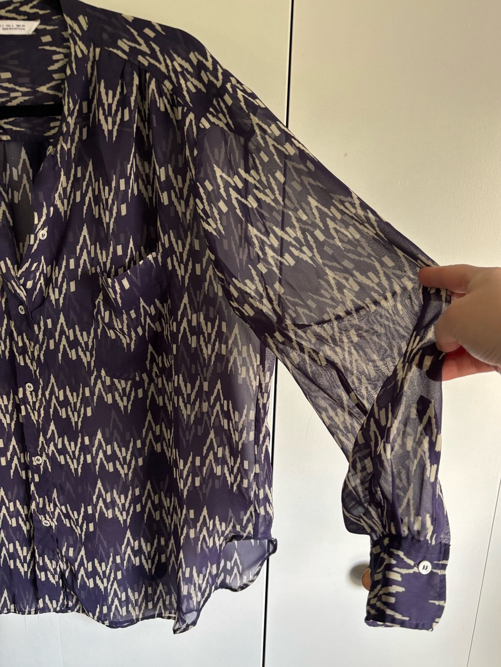 Zara Sheer Navy Patterned Tunic Large - Picture 12 of 13